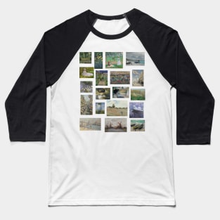 Claude Monet Impressionist Paintings Collage Baseball T-Shirt